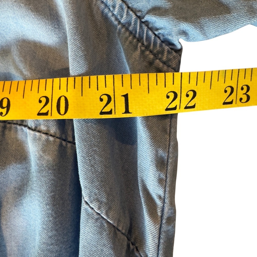 Zac Rachel Chambray Tunic Top L Button Front Roll Tab Sleeve Lyocell Lagenlook - Picture 9 of 10